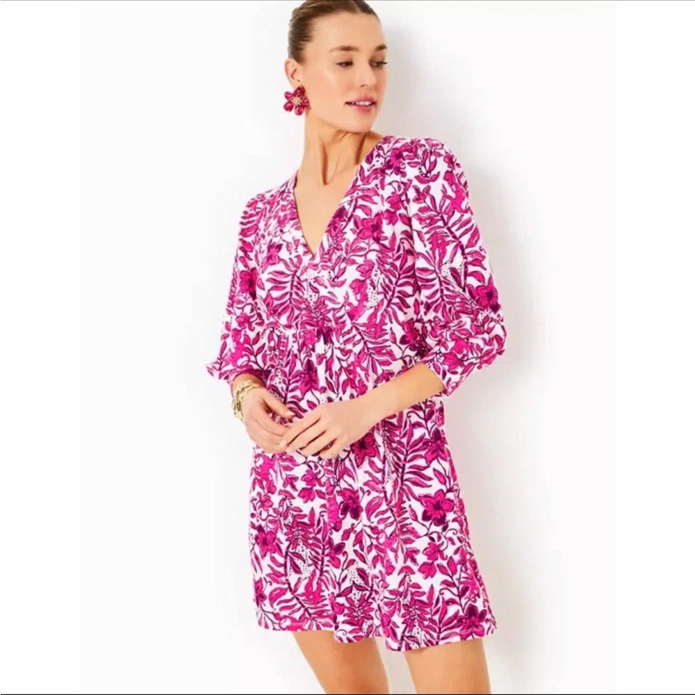 NWOT Lilly Pulitzer Cass Dress Elderflower Blossom Lil Escape Plan Pink Small